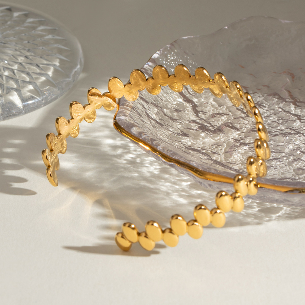 Bracelet Géométrique Simple En Acier Inoxydable Plaqué Or Pour Femme, 1 Pièce h5Image2