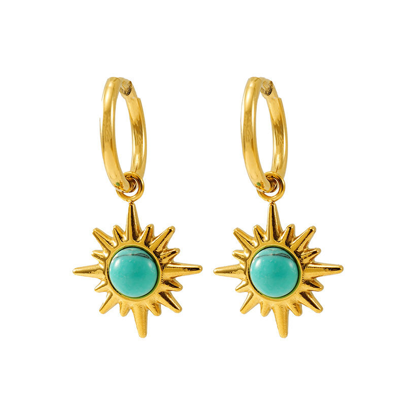 1 Paire De Boucles D'Oreilles Pendantes Géométriques Simples En Acier Inoxydable Plaqué Or Pour Femme Image6