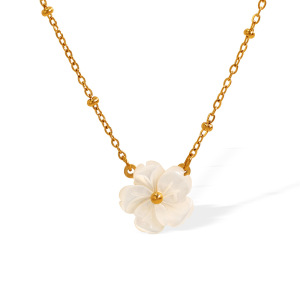 Collier Avec Pendentif En Forme De Fleur Élégante, Série Classique, En Acier Titane, Couleur Or, Pour Femme, 1 Pièce h5 Image6