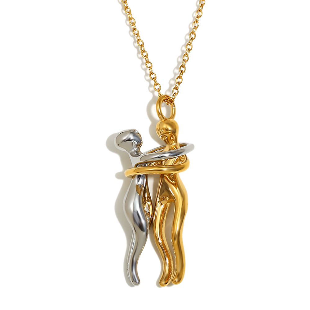 Collier Pendentif Femme Style Classique, En Acier Inoxydable, Couleur Or, Étanche, Collection Romantique (1 Pièce) Image10