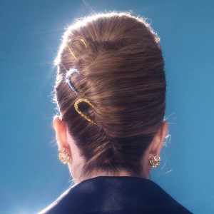1 Paire De Pinces À Cheveux Pour Femme En Acier Inoxydable Plaqué Or , Série Simple, Lettres Quotidiennes h5 Image4