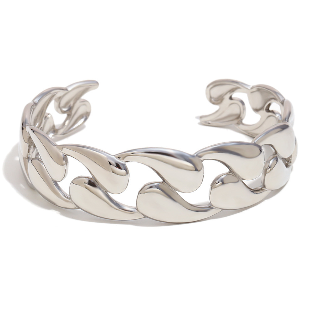 Bracelet Jonc Femme En Acier Inoxydable Doré, Style Torsadé Simple, 1 Pièce, Collection Luxe Image7