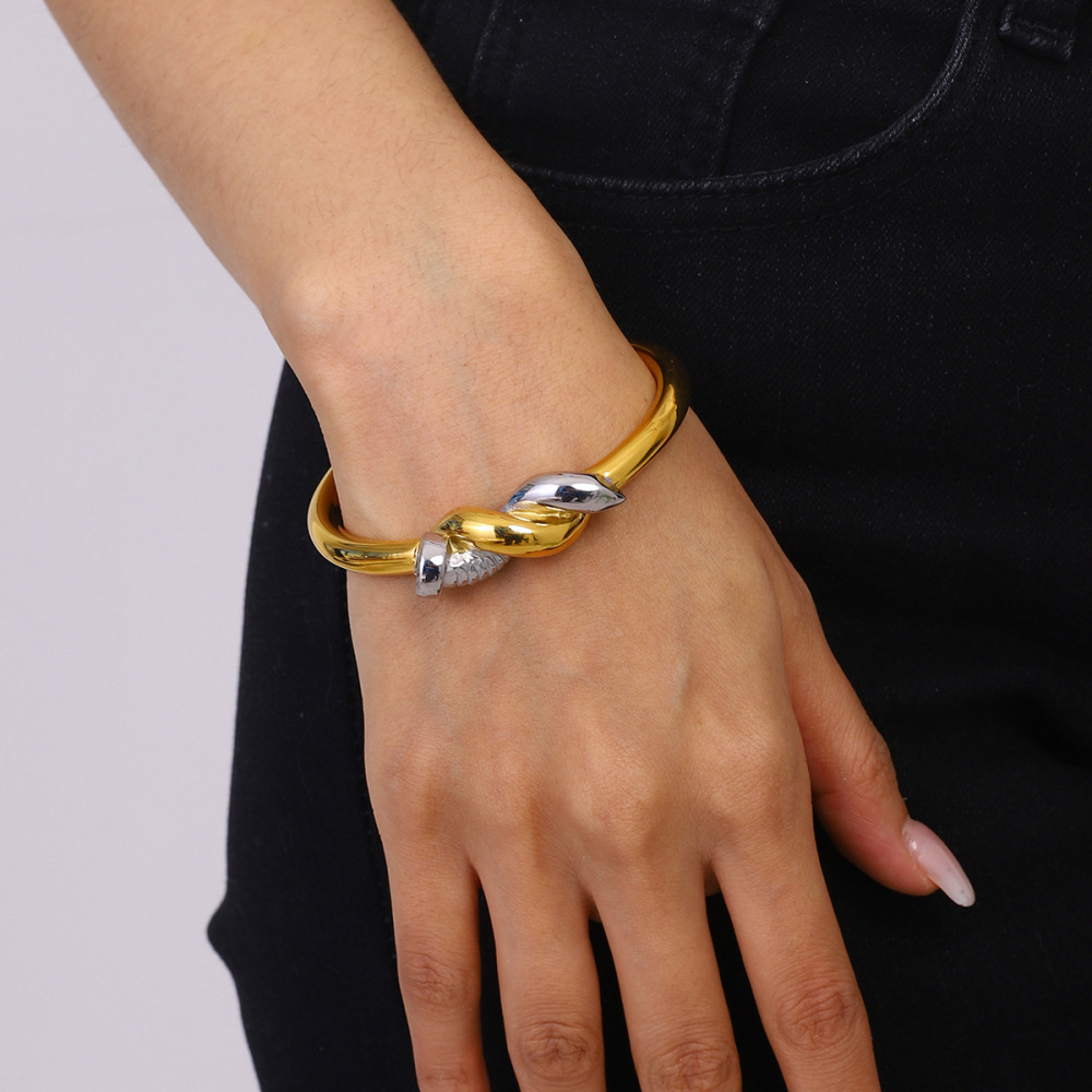 Bracelet Pour Femme 1 Pièce Designable Series Original Nail Knot, En Acier Inoxydable De Couleurs Assorties, Étanche, Couleur Or Et Argent Image10