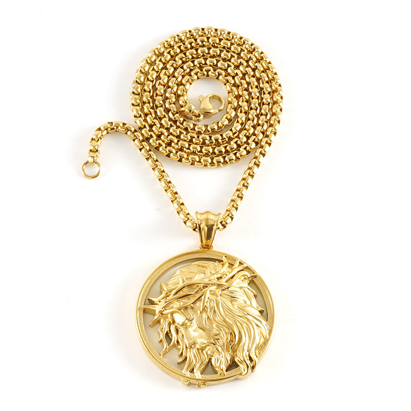 1 Paire De Pendentifs Thorn God En Acier Inoxydable En Relief 3D, Collier Rétro Tendance En Acier Titane Transfrontalier Pour Hommes Et Femmes, Collier Unisexe Pour Hommes h5Image4