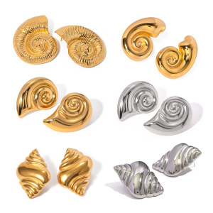 24 Nouvelles Boucles D'Oreilles En Acier Inoxydable Conque D' Pour Femmes S Européennes Et Américaines Boucles D'Oreilles En Acier Titane De Style Plage À La Mode h5 Image4