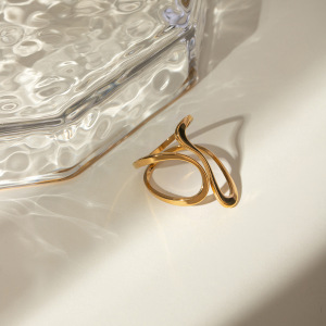 Bague Ouverte De Forme Spéciale En Acier Inoxydable , Style Ins Transfrontalier Européen Et Américain, Tendance Populaire,  h5 Image4