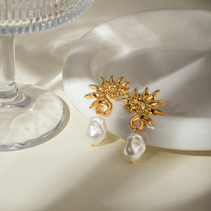 Boucles D'Oreilles Pendantes En Forme De Fil D'Hippocampe En Acier Inoxydable  De Style Ins Transfrontalier Européen Et Américain, Boucles D'Oreilles En Perles De Forme Spéciale,  h5 Image2