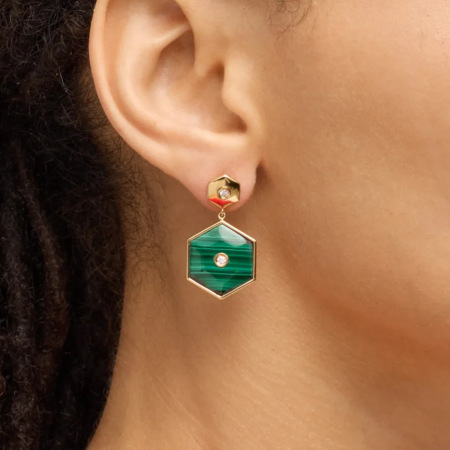 1 paire de boucles d'oreilles pendantes élégantes en acier inoxydable plaqué or  avec strass pour femme, série simple 2