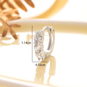 1 Pièce De Boucles D'Oreilles Créoles Géométriques Simples En Cuivre Sans Placage Et Zircone Pour Femme h5 Image3