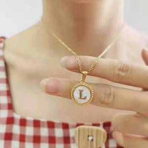 Collier Avec Pendentif En Acier Inoxydable Plaqué Or Pour Femme, Série Simple, Lettre Quotidienne h5 Image4