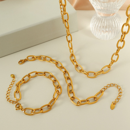 Collier Chaîne Pour Femme, Série Simple, Classique, Couleur Unie, Acier Titane, Couleur Or