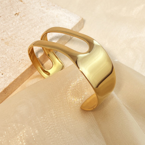 Bracelet Jonc Pour Femme, 1 Pièce, En Acier Inoxydable, Étanche, Ajouré, Couleur Or, Collection Simple Series h5 Image4