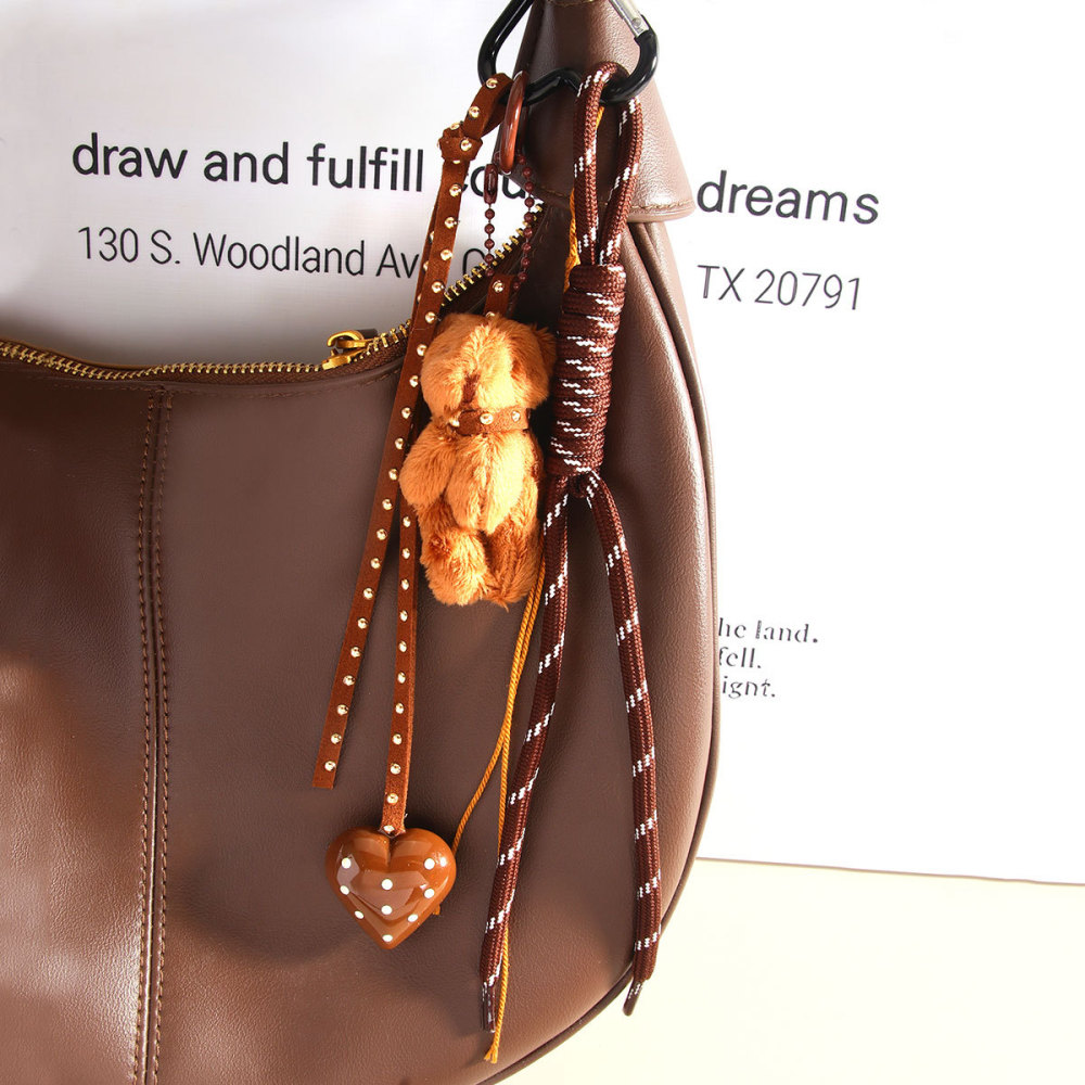 1 Pièce De Breloques De Sac Pour Femme En Rayonne, Série Simple, En Forme De Cœur Mignon Image4