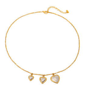 Collier Pendentif Femme En Acier Inoxydable Doré, Motif Cœur Mignon, Collection Romantique (1 Pièce) h5 Image9