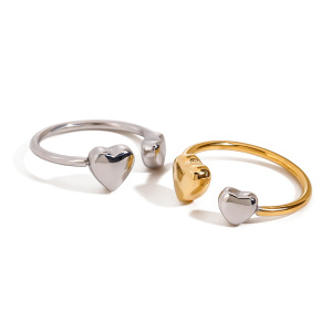 Bagues Ajustables Pour Femme, Style Minimaliste Romantique, En Acier Inoxydable Doré, Imperméables, En Forme De Cœur, Collection Romantique. h5 Image8