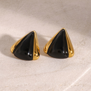 1 Paire De Boucles D'Oreilles À Tige Géométriques Quotidiennes En Acier Inoxydable Plaqué Or  Pour Femme h5 Image4
