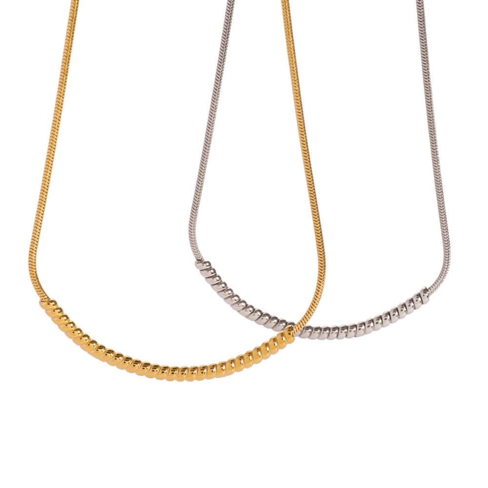 Collier Chaîne Géométrique Simple En Acier Inoxydable Plaqué Or Pour Femme, 1 Pièce h5Image4