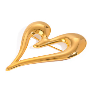 Broche Pour Femme, Élégante Et Chic, En Forme De Cœur, En Acier Inoxydable Imperméable, Couleur Or, Collection Romantique (1 Pièce) h5 Image8