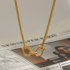Collier Pendentif Pour Femme En Acier Inoxydable Couleur Or, Série Simple, , 1 Pièce h5 Image5