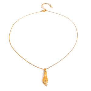 Collier Avec Pendentif Géométrique Punk En Acier Inoxydable Plaqué Or  Et Zircon Pour Femme, Série Simple, 1 Pièce h5 Image5