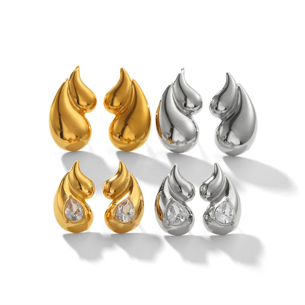 1 Paire De Boucles D'Oreilles À Tige En Plaqué Or Pour Femme, Style Gouttelettes, Série Simple Image6