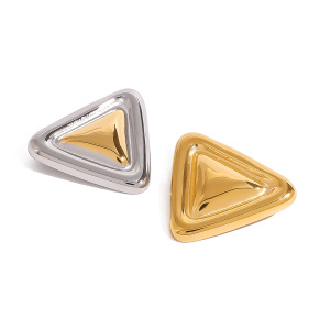 1 Paire De Broches Géométriques Décontractées En Acier Inoxydable Plaqué Or  Pour Femme h5 Image6