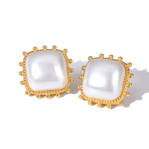 1 Paire De Boucles D'Oreilles À Tige Géométriques Rétro En Acier Inoxydable Plaqué Or Pour Femme h5 Image6