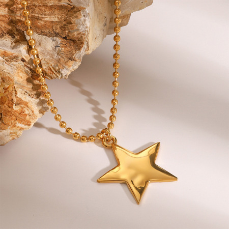 Collier pendentif femme moderne, pentagramme massif quotidien, en acier inoxydable étanche, couleur or, 1 pièce