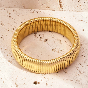 Bracelet Minimaliste Pour Femme, En Acier Inoxydable, Couleur Or, À Porter Au Quotidien (1 Pièce) h5 Image6