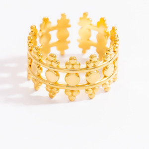 Bague Ajustable Pour Femme, Collection Classique Minimaliste, En Acier Inoxydable, Couleur Or, Étanche. h5 Image10