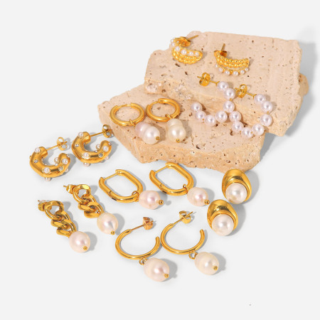 boucles d'oreilles en acier inoxydable or de s internet de style européen et américain ins, boucles d'oreilles en perles personnalisées à la mode, bijoux pour femmes