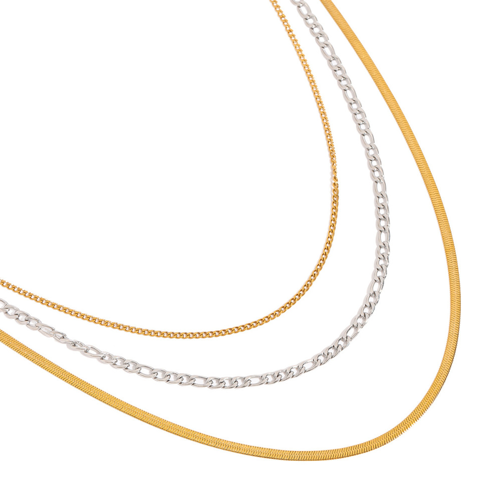 Colliers Superposés Pour Femmes, Style Simple Et Charmant, En Acier Inoxydable Étanche, Coloris Or Et Argent (1 Pièce) Image10