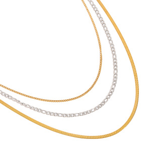 Colliers Superposés Pour Femmes, Style Simple Et Charmant, En Acier Inoxydable Étanche, Coloris Or Et Argent (1 Pièce) h5 Image10
