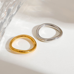 Bague Simple Pour Femme, 1 Pièce, Série Simple, Style Ins, En Acier Inoxydable, Couleur Or h5 Image6
