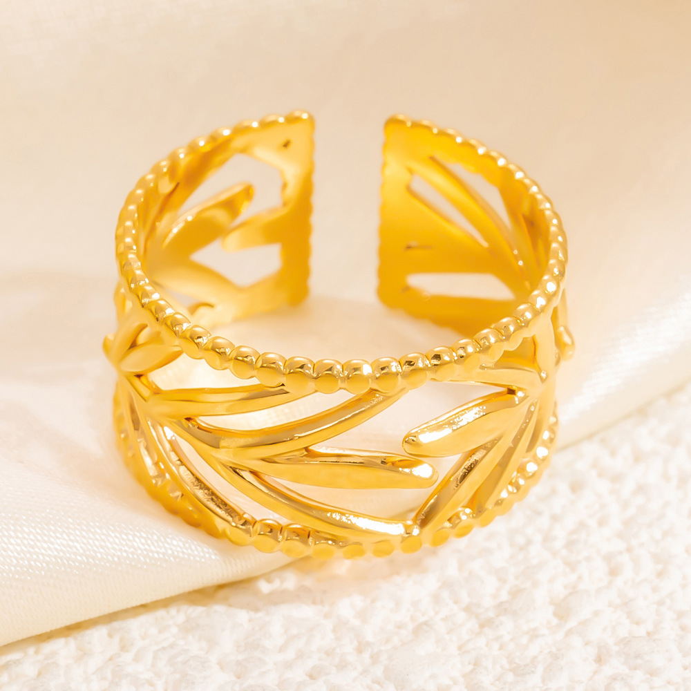 Bague Ajustable Pour Femme, Collection Classique Minimaliste, En Acier Inoxydable, Couleur Or, Étanche. Image6