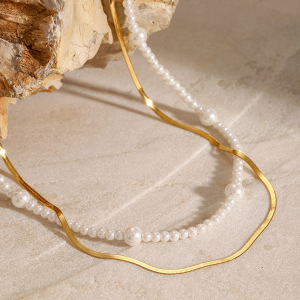 Collier À Plusieurs Rangs Pour Femme, Collection Rétro Luxueuse, En Acier Inoxydable Doré, Étanche, 1 Pièce h5 Image4