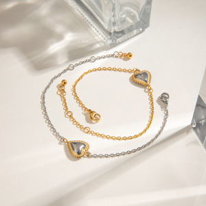 Collier Pendentif Femme En Acier Inoxydable Doré, Motif Cœur Mignon, Collection Romantique (1 Pièce) h5 Image5