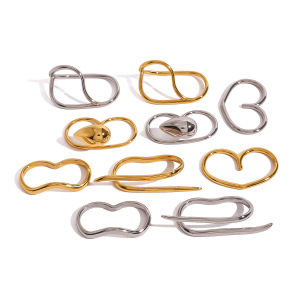 1 Paire De Bagues Simples Géométriques Quotidiennes En Acier Inoxydable Plaqué Or Pour Femme h5 Image6