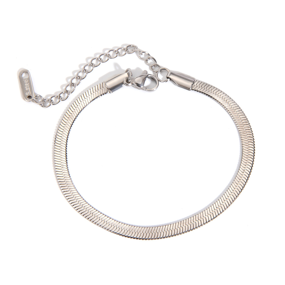 Bracelet Chaîne Femme Simple, Géométrique, Étanche, En Acier Inoxydable (1 Pièce). h5Image5