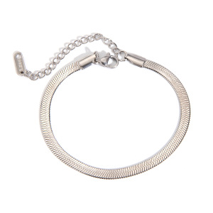 Bracelet Chaîne Femme Simple, Géométrique, Étanche, En Acier Inoxydable (1 Pièce). h5 Image5