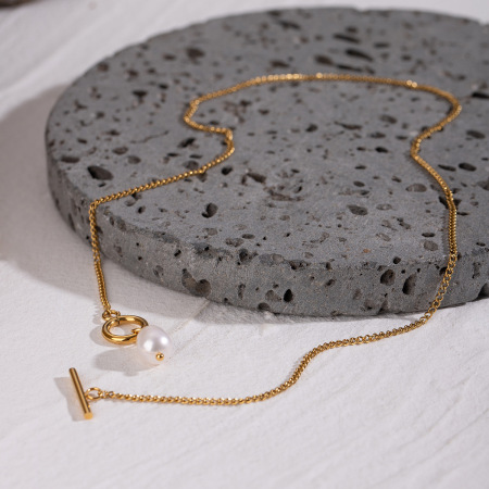 collier avec pendentif géométrique en acier inoxydable plaqué or pour femme, série simple, 1 pièce 2