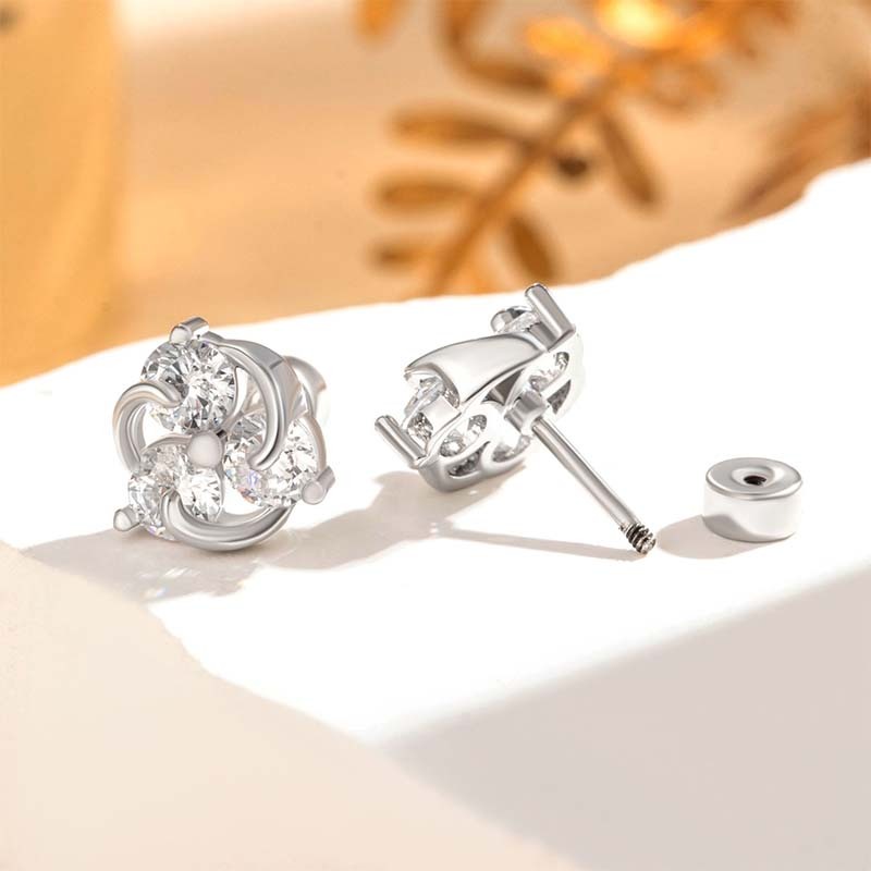 1 Pièce De Boucles D'Oreilles À Tige Géométriques Simples En Acier Titane Sans Placage Et Zircon Pour Femme Image4