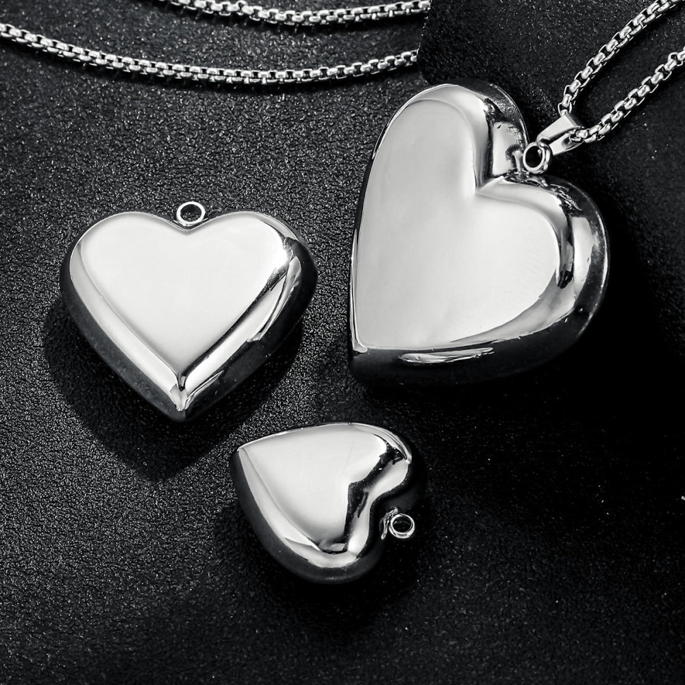 1 Paire De Pendentifs Simples En Forme De Cœur, En Acier Inoxydable Étanche, Pour Femmes Image5