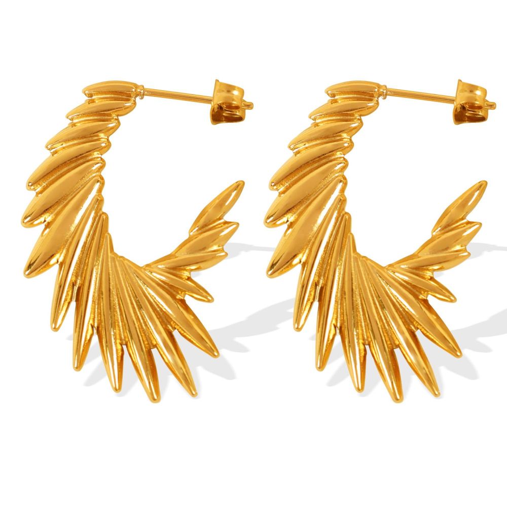 1 Paire De Boucles D'Oreilles Puces Pour Femme, Style Rétro Géométrique Simple, En Acier Inoxydable Plaqué Or. Image5