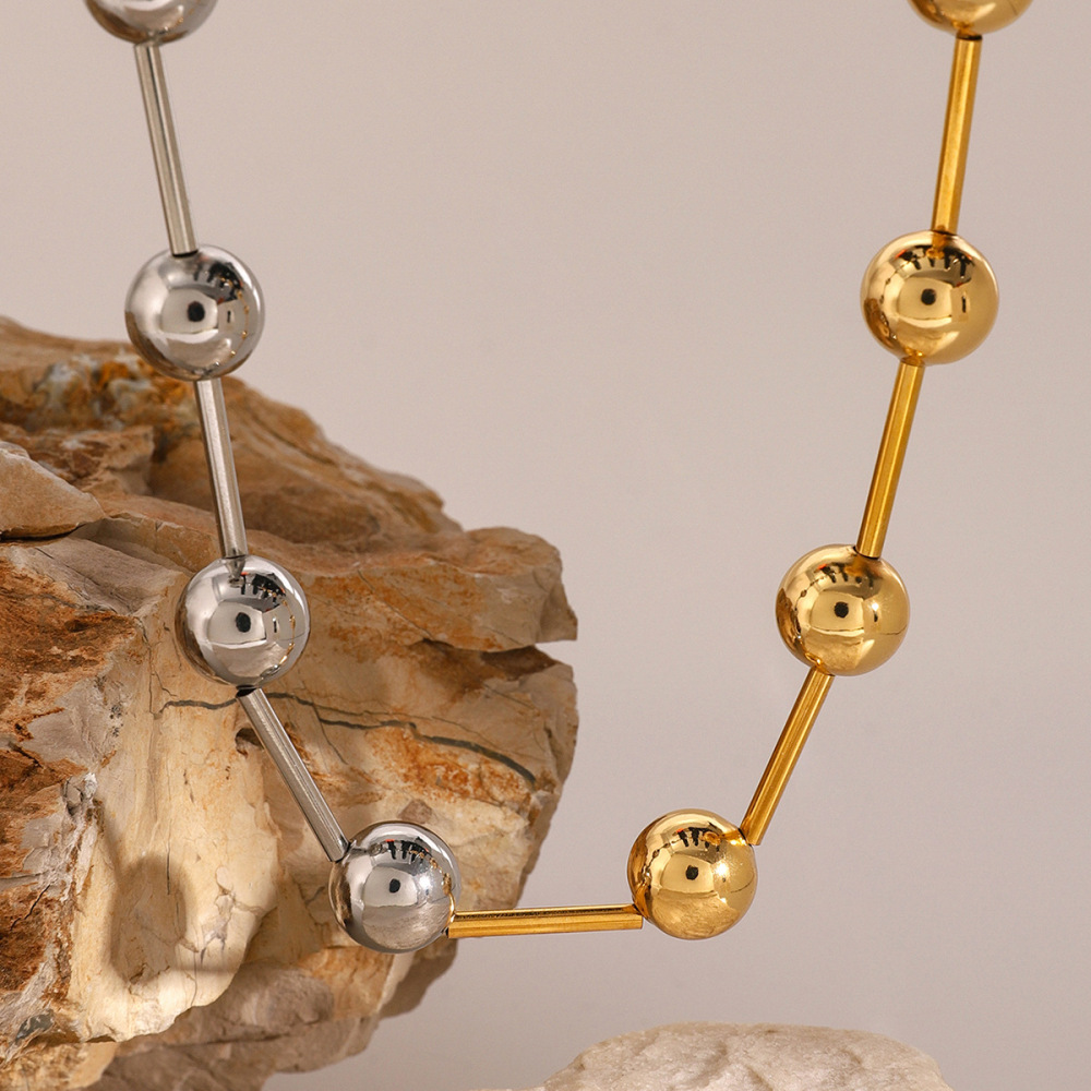 Collier Chaîne Géométrique Simple En Acier Inoxydable Plaqué Or  Pour Femme, 1 Pièce Image3