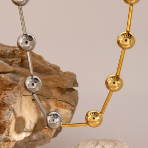 Collier Chaîne Géométrique Simple En Acier Inoxydable Plaqué Or  Pour Femme, 1 Pièce h5 Image3
