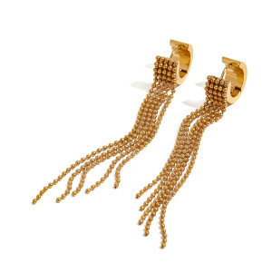 1 Paire De Boucles D'Oreilles Pendantes Pour Femme, Style Rétro Classique, En Acier Inoxydable Plaqué Or. h5 Image8
