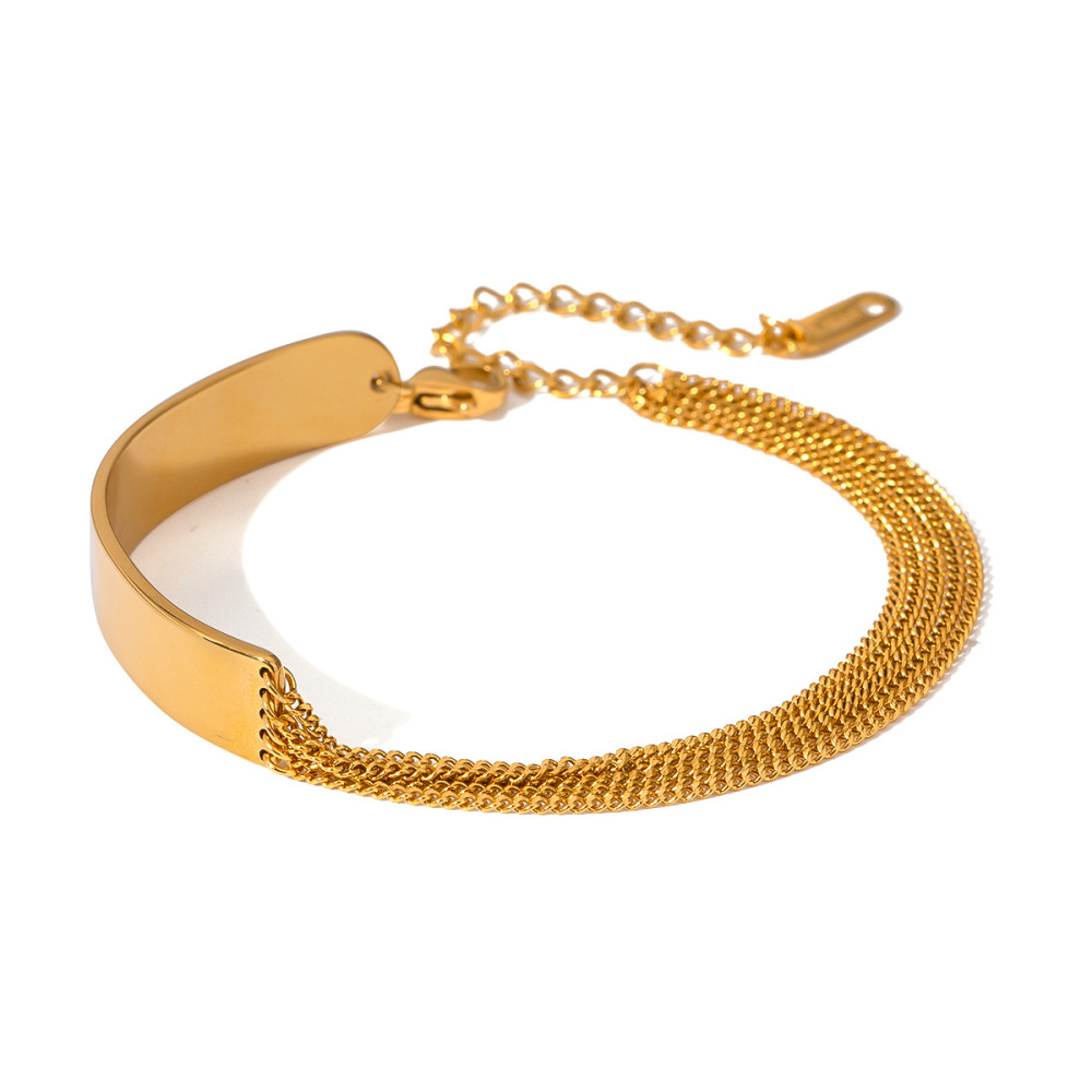 Bracelet Chaîne Étanche En Acier Inoxydable Couleur Or (1 Pièce) Image4