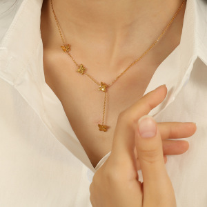 Collier Avec Pendentif En Acier Inoxydable Plaqué Or Pour Femme, Série Simple, Motif Animal Mignon h5 Image5