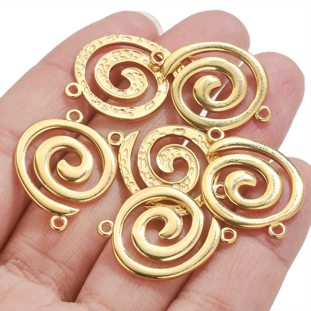 Pendentif Femme En Acier Inoxydable Étanche, Forme Vortex Moderne, Couleur Or, Collection Lustrous (1 Pièce) Image5